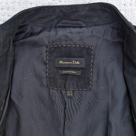 MASSIMO DUTTI Black Lambskin Suede Moto 4724 Jacket Size XS - Picture 7 of 9